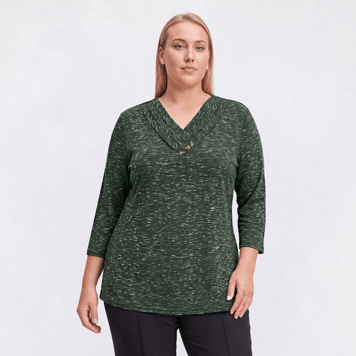 Plus Size Hasting & Smith 3/4 Sleeve Pleat Crossover V-Neck Tee alternate view